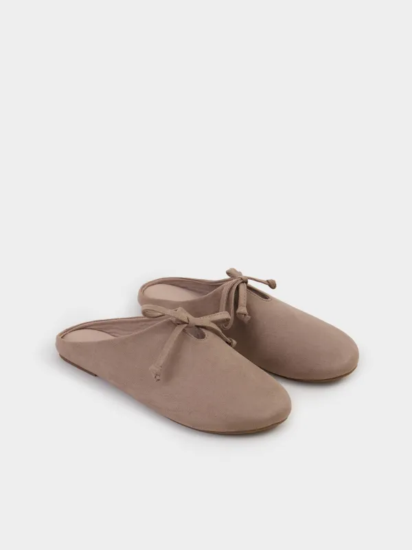 Мюли из экозамшы с завязками, Suede, image-4