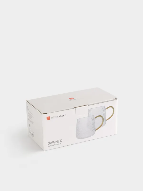 Кружка, 340 мл, 2 шт, стекло Б, янтарная ручка, Dawned, image-4