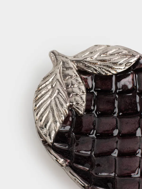 Блюдо декоративное, 22x12 см, металл, коричнево-золотистое, Шишка, Winter delice, image-1