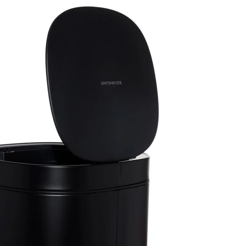 Ведро для мусора, 30 л, с кнопкой для открывания крышки, металл/пластик, черное, Total black, image-4