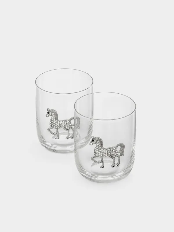 Стакан для виски, 340 мл, 2 шт, Серебристая лошадь, Lux elements, image-1