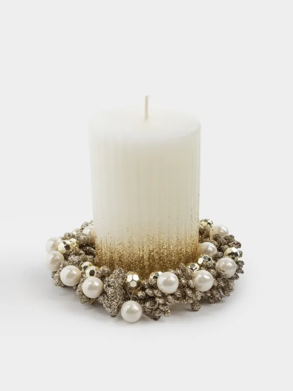 Венок для свечи, 6/10 см, полиэтилен/пластик, шампань, Шары, Bronze decor, image-4