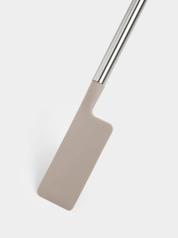 Лопатка-шпатель, 32 см, силикон/сталь, серая, Ginelli kitchen, image-1