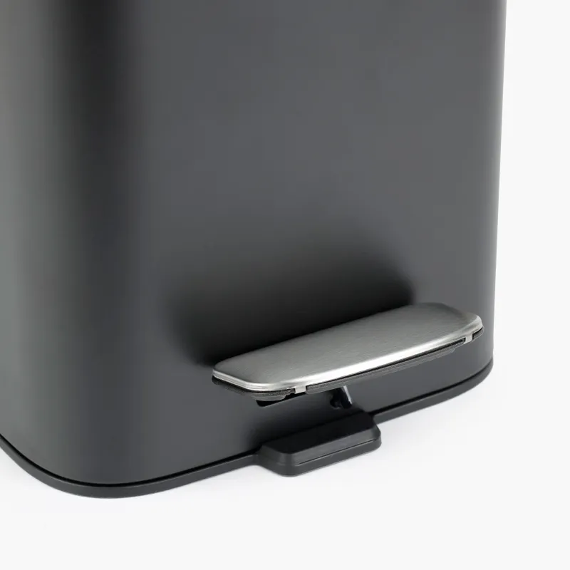 Емкость для мусора, 3 л, с педалью, металл, квадратная, черная, Total black, image-4