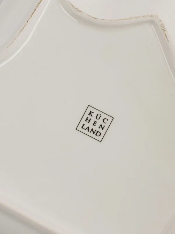 Блюдо, 20х18 см, керамика, белое, Дома в снегу, House built, image-5