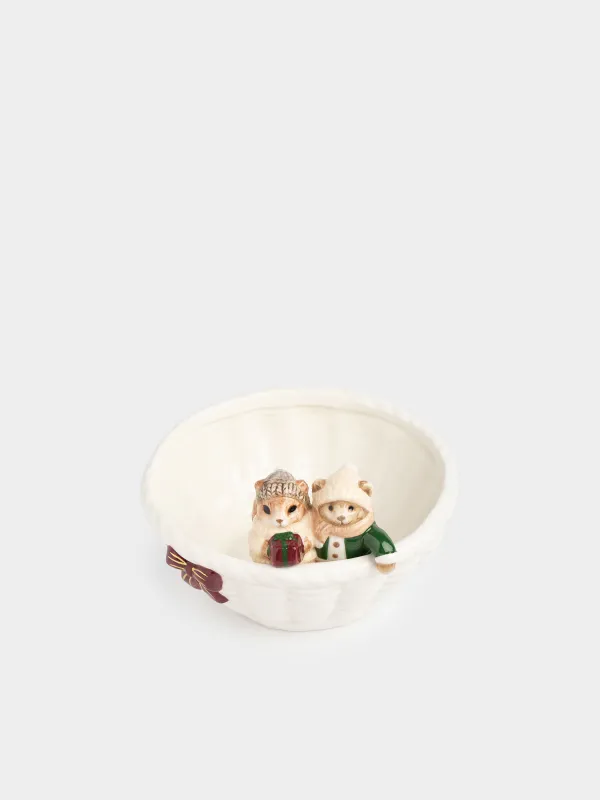 Салатник, 16х6 см, Белка и медведь в корзинке, Christmas animals, image-1