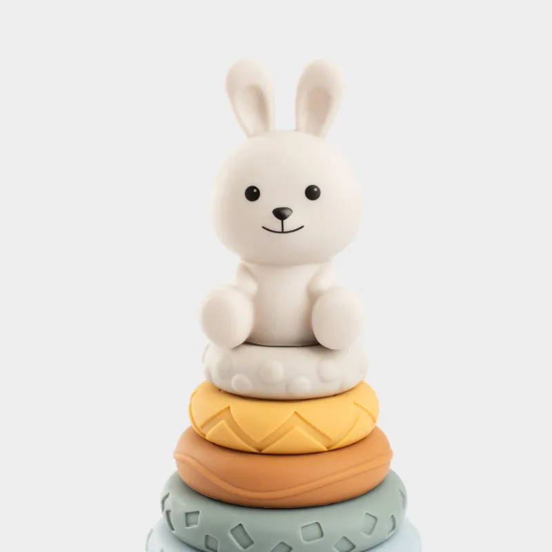 Игрушка развивающая, 19 см, 7 пр, ПВХ, цветная, Пирамидка зайка, Kiddy, image-3