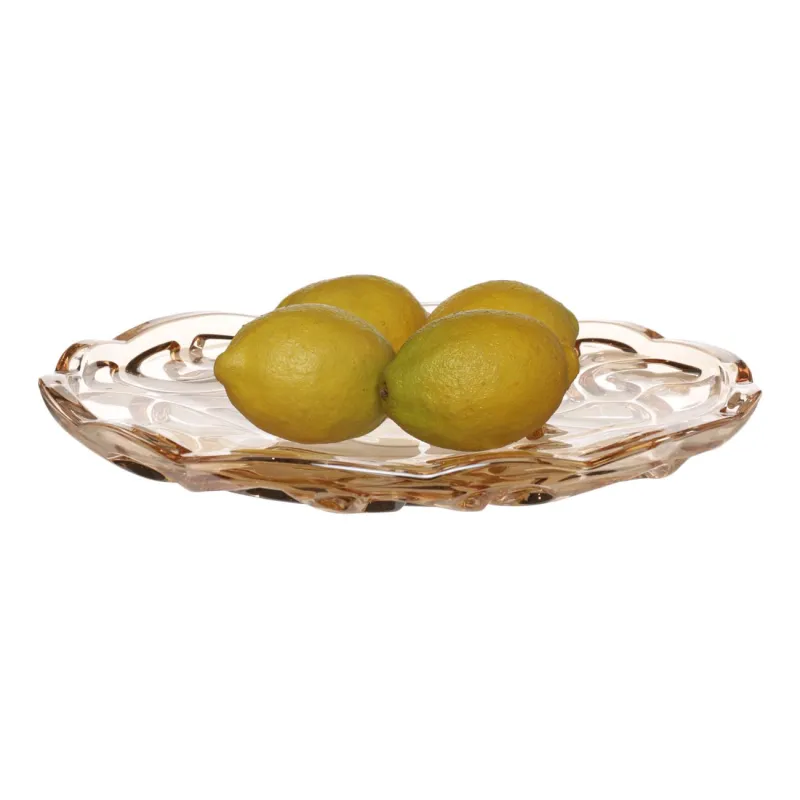 Блюдо, 32 см, стекло Р, янтарное, Узоры, Gala, image-2