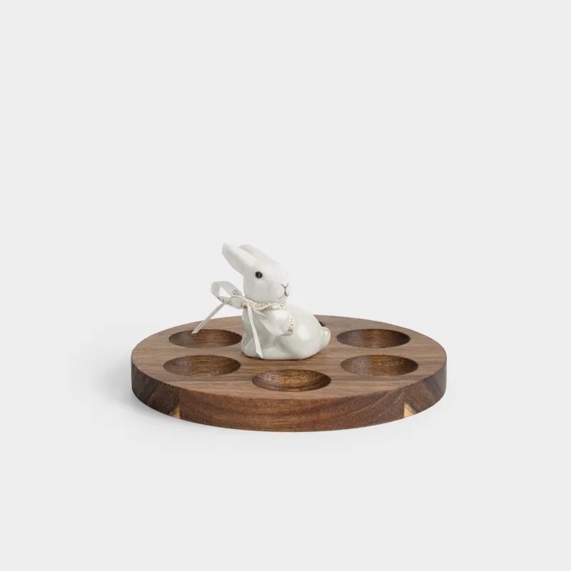 Блюдо пасхальное, 15х6 см, 6 отд, дерево/фарфор P, Кролики, Noble tree