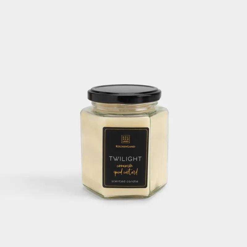 Свеча ароматическая, 10 см, в подсвечнике, с крышкой, стекло, Cinnamon Spiced Custard, Twilight