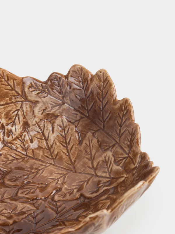 Ваза для фруктов, 26х9 см, керамика, коричневая, Листья, Colors autumn, image-1