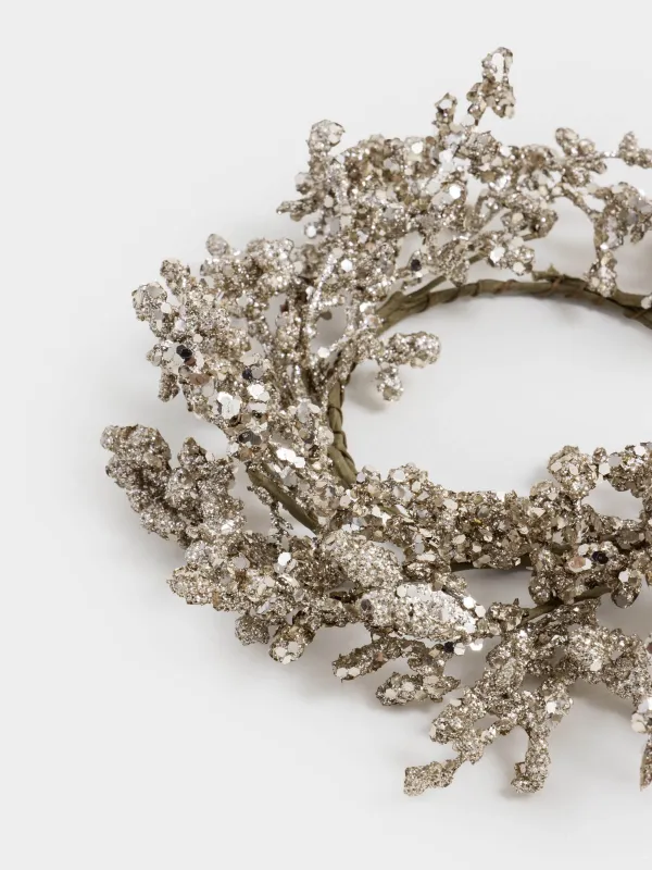 Венок для свечи, 10/25 см, ПВХ/пенопласт, шампань, Птица, Champagne decor, image-3