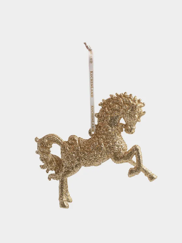 Игрушка елочная, 12x10 см, акрил, с блестками, шампань, Лошадка, Figure sparkle, image-1