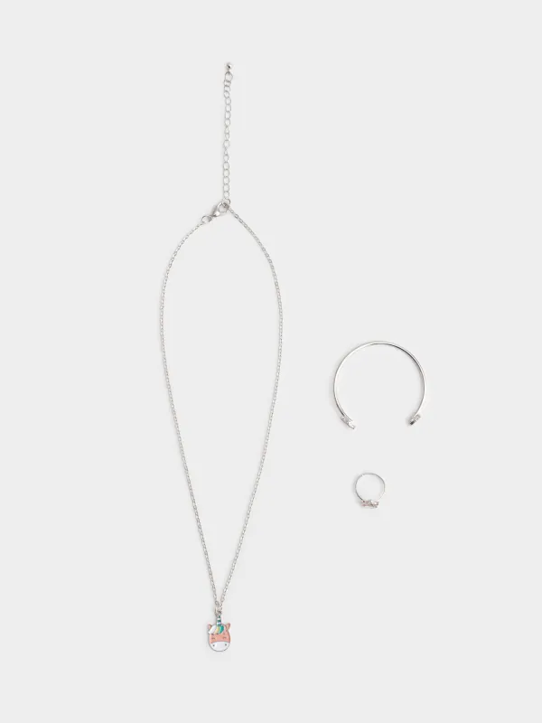 Набор украшений, цепочка/браслет/кольцо, Единорог, Unicorn, image-0