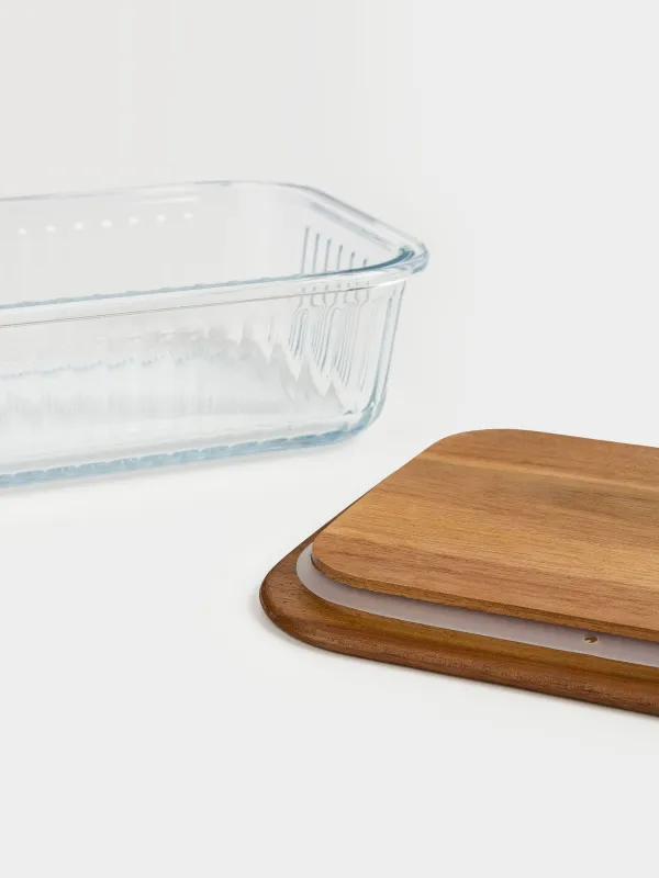 Контейнер, 640 мл, стекло Т/дерево, прямоугольный, Ravi wood, image-5