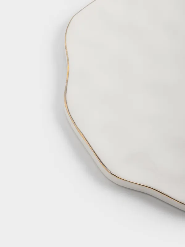 Подставка под горячее, с золотистым кантом, керамика D/пробка, Crumple, image-2