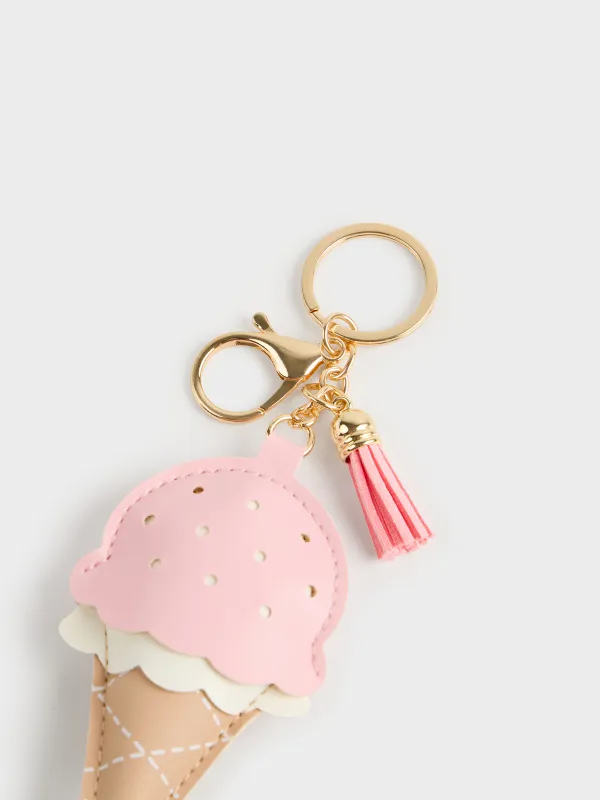 Брелок, 18 см, полиуретан/металл, бежево-розовый, Мороженое, Keychain toy, image-1