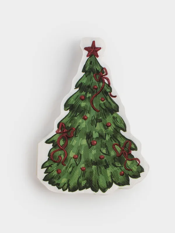 Салфетки бумажные, 20х30 см, 20 шт, фигурные, белые, Ель со звездой, Christmas traditions, image-0