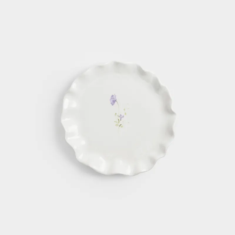 Тарелка закусочная, 19 см, керамика D, белая, Полевой цветок, Crumple flower
