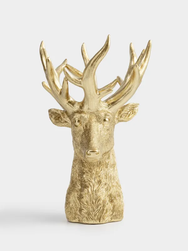 Ваза декоративная, 30 см, полирезин, Deer gold, image-1