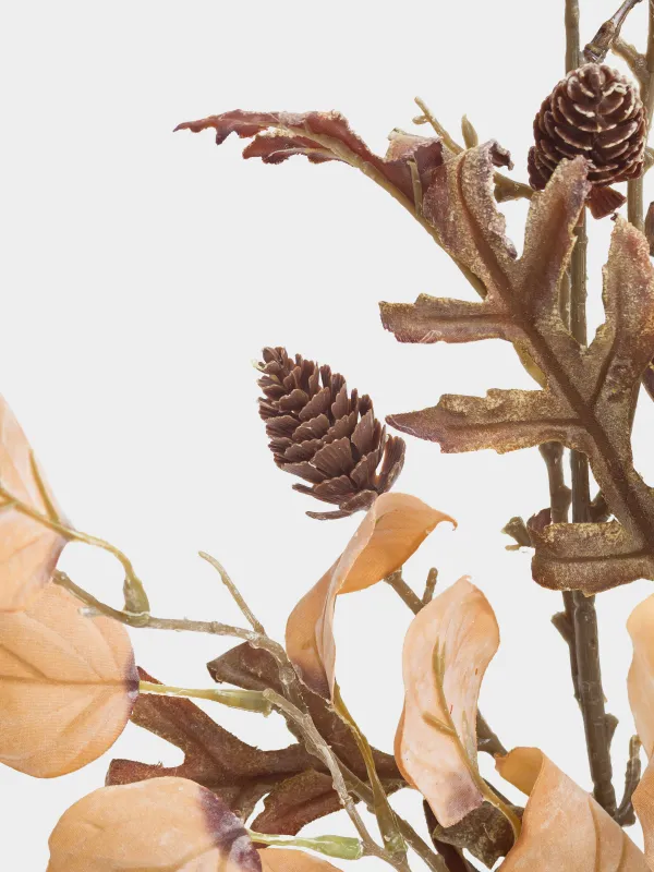Ветка декоративная, 55 см, Листья с шишками, Autumn fusion, image-3