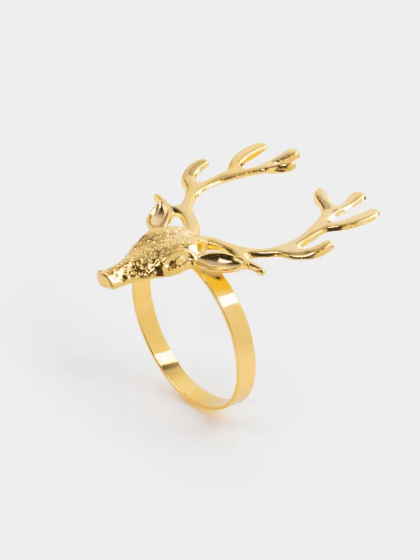 Кольцо для салфеток, 7 см, металл, золотистое, Олень, Arctic deer, image-0