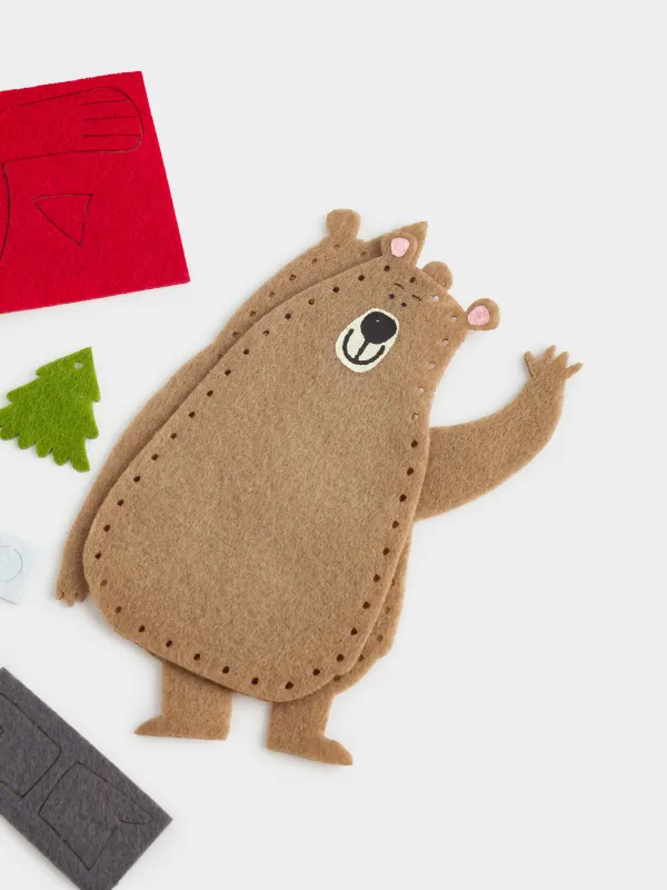 Набор для творчества, 13х15 см, рукоделие, фетр/хлопок, Медведь в свитере, Creativity, image-1