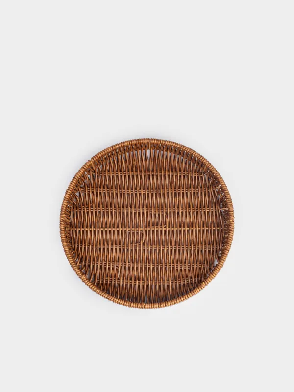 Поднос, 25 см, ротанг, круглый, коричневый, Blendy, image-4