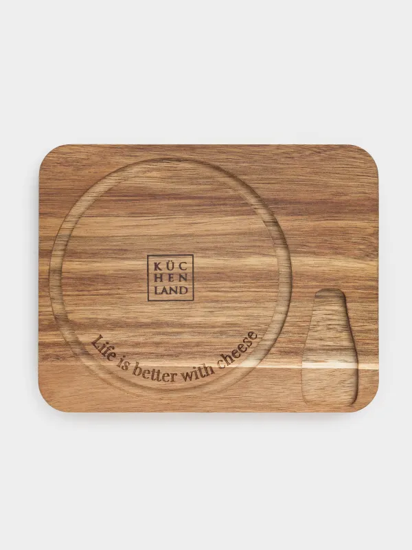 Набор для сыра, 3 пр, доска-блюдо/купол, сталь/дерево/стекло, Noble tree, image-3