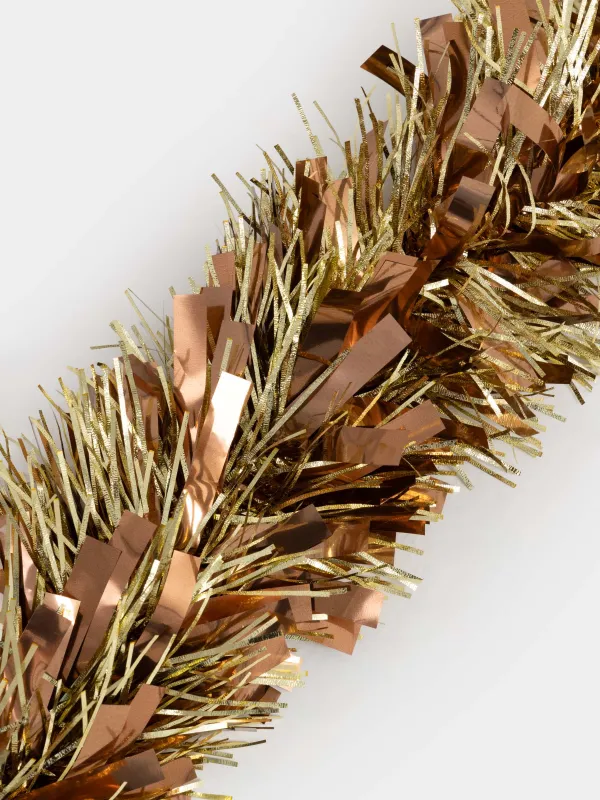 Гирлянда декоративная, 2 м, мишура, золотистая, L, Tinsel christmas, image-1