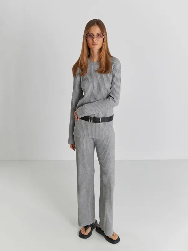 Брюки женские в рубчик, серые, Aleta, image-0