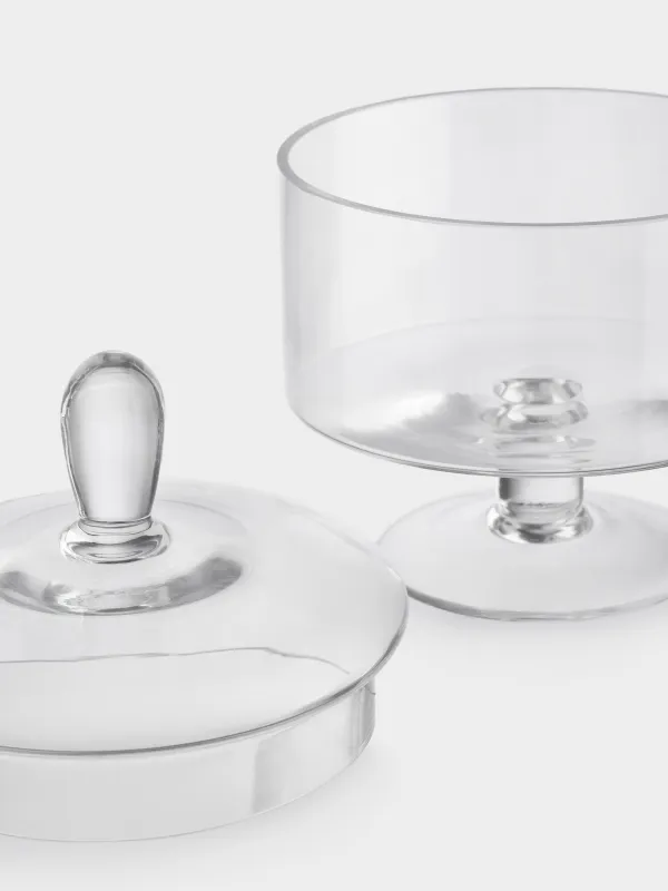 Конфетница, 13х17 см, 750 мл, на ножке, с крышкой, стекло, Clear, image-3