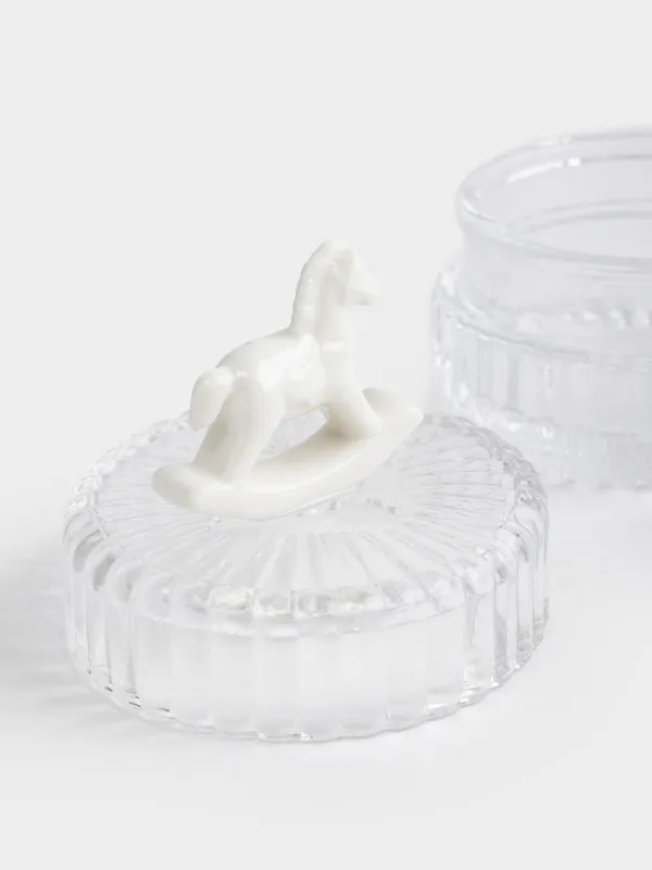 Емкость для хранения, 8х9 см, 100 мл, стекло/фарфор P, молочная, Лошадка-качалка, Ribby, image-4