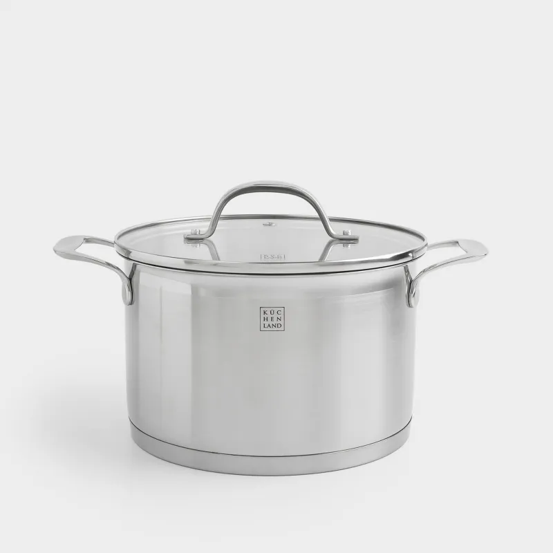 Кастрюля, 20 см, 3,8 л, с крышкой, сталь/стекло Б, Silver Stone