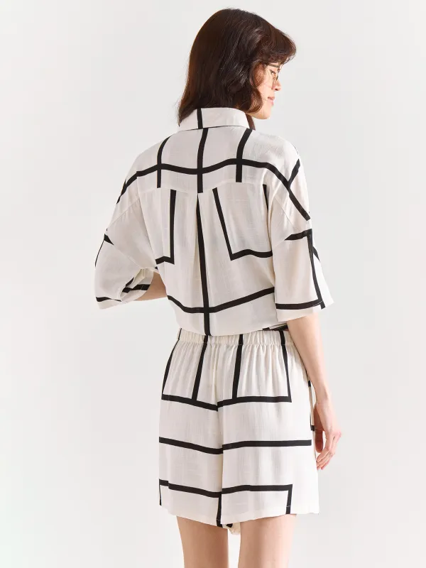 Шорты черно-белые, Линии, Nataly, image-4