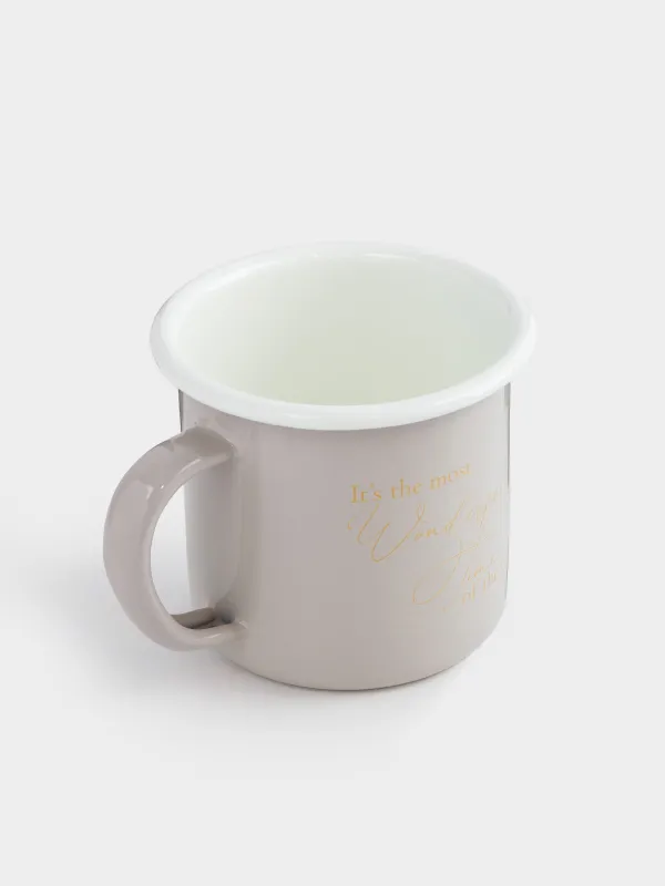 Кружка, 360 мл, металл эмалированный, бежевая, Wonderful Time, Autumn enamel, image-2