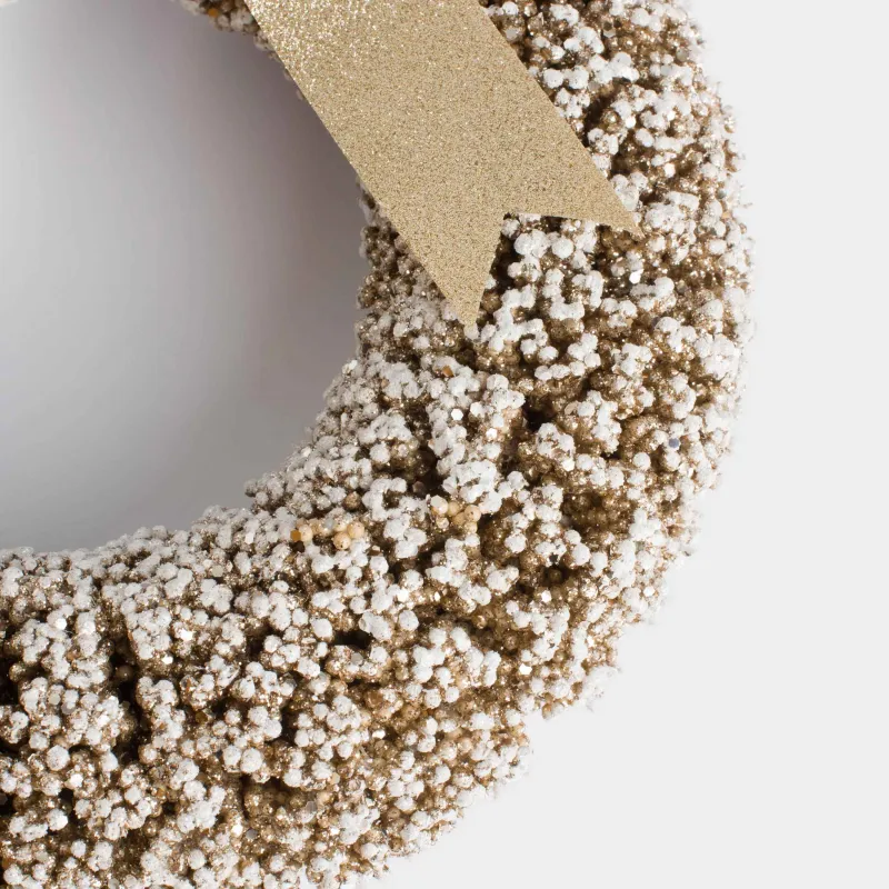 Венок декоративный, 30 см, пластик/металл, шампань, Иней на ветках, Frosty sparks, image-4