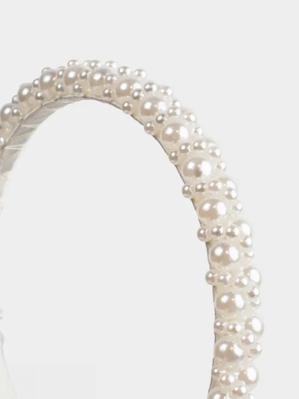 Ободок для волос, 13х16 см, пластик/металл, молочный, Бусины, Hairstyle, image-4