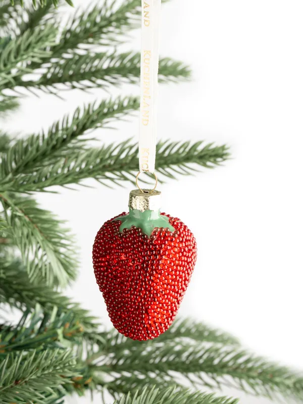 Игрушка елочная, 5 см, стекло, красная, Клубничка, Fruits, image-2