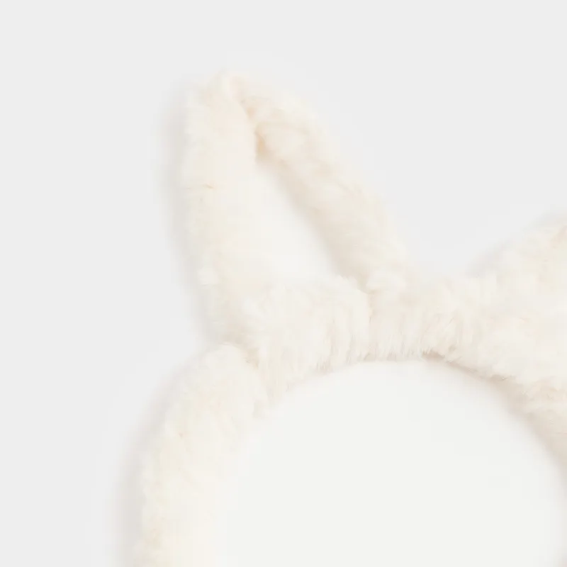 Ободок карнавальный, 13х15 см, детский, искусственный мех/пластик, молочный, Ушки, Rabbit, image-2