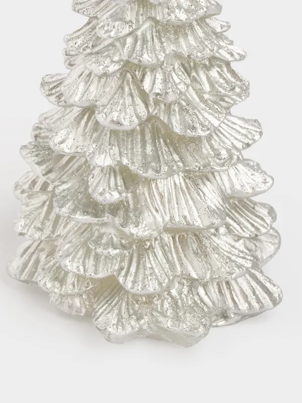 Свеча, 7x12 см, с блестками, серебристая, Елка, Fir candle, image-1