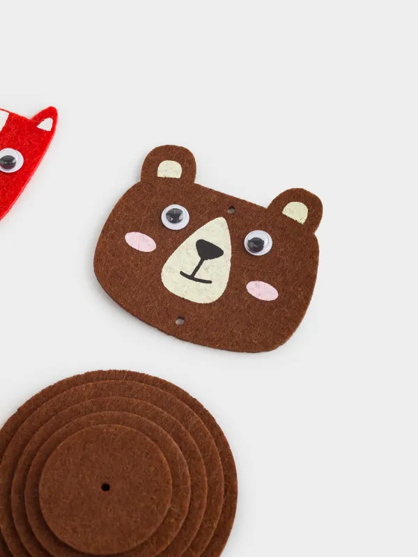 Набор для творчества, 13х15 см, рукоделие, фетр/дерево, подвеска, Мишка и лиса, Creativity, image-2