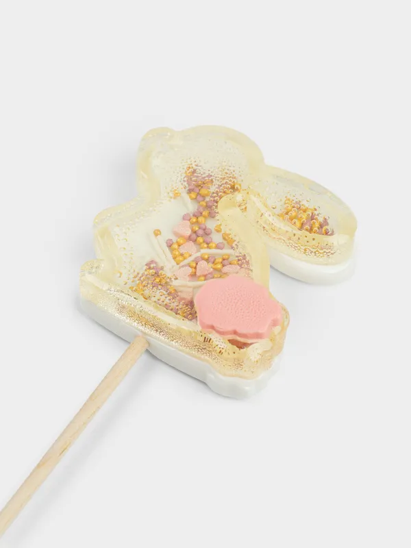 Леденец, 30 гр, погремушка, на палочке, изомальт, белый, Зайка, Sweet life, image-2