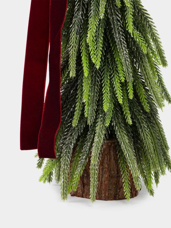 Ель искусственная, 41 см, полиэтилен, Ель с красным бантом и шаром, Conifer curved, image-1