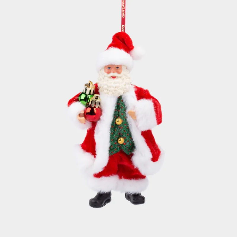 Игрушка елочная, 18 см, пластик/полиэстер, красная, Санта с игрушками, Magic time