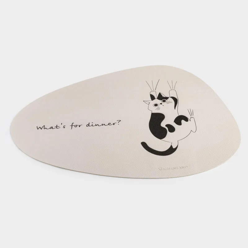 Салфетка под приборы, 37x45 см, ПВХ, фигурная, молочная, Кот, Rock print, image-1