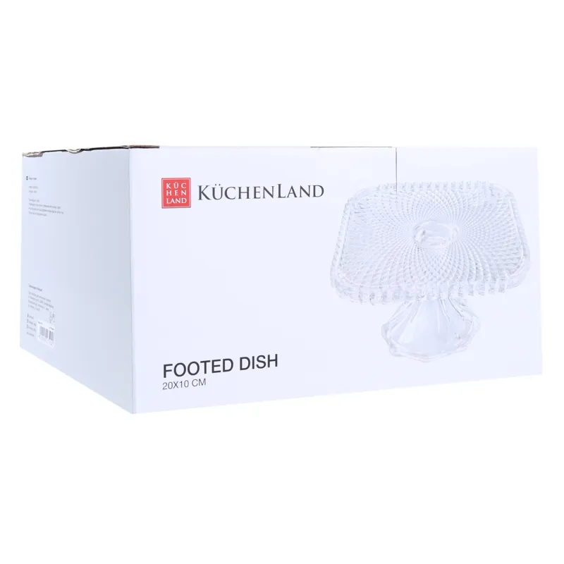 Блюдо на ножке, 20х10 см, стекло, квадратное, Naiad , image-3