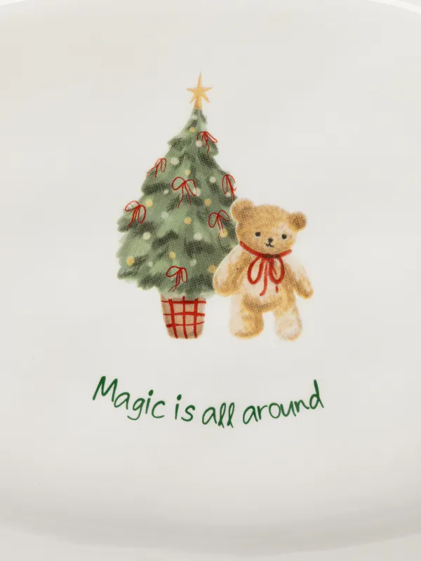 Блюдо, 28х17х5 см, с бортами, Мишка с елкой, Christmas green, image-4