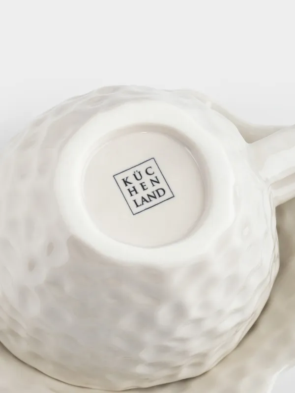 Пара чайная, 1 перс, 2 пр, 310 мл, фарфор P, белая, Мятый эффект, Crumple, image-2