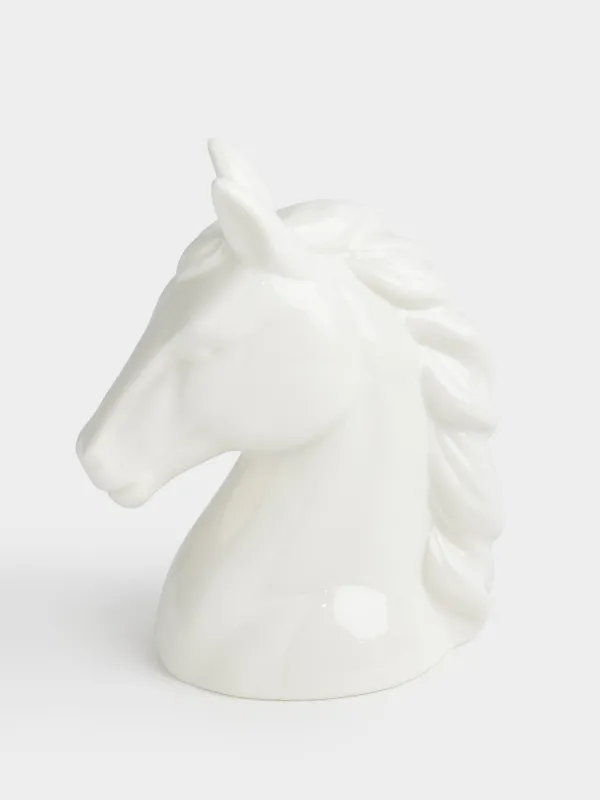 Светильник декоративный, 12 см, фарфор P, молочный, Голова лошади, Horse milky, image-2